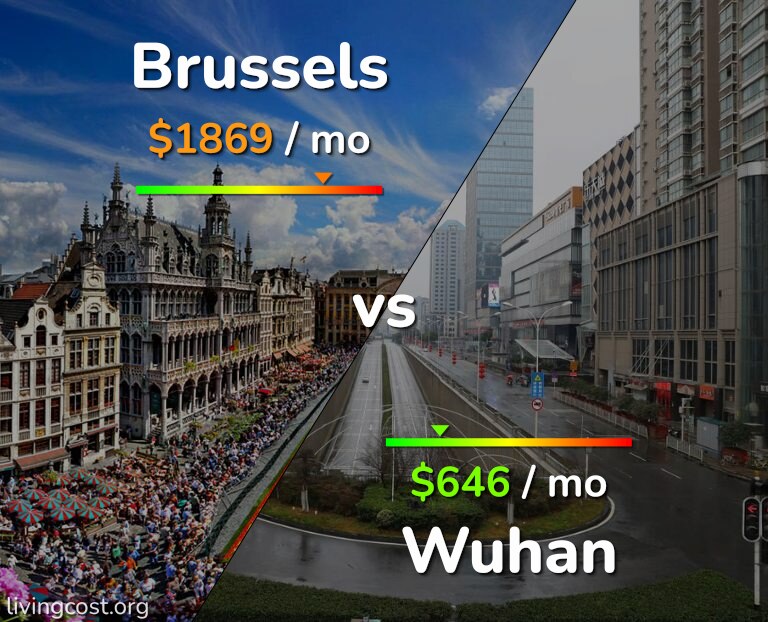 Cost of living in Brussels vs Wuhan infographic