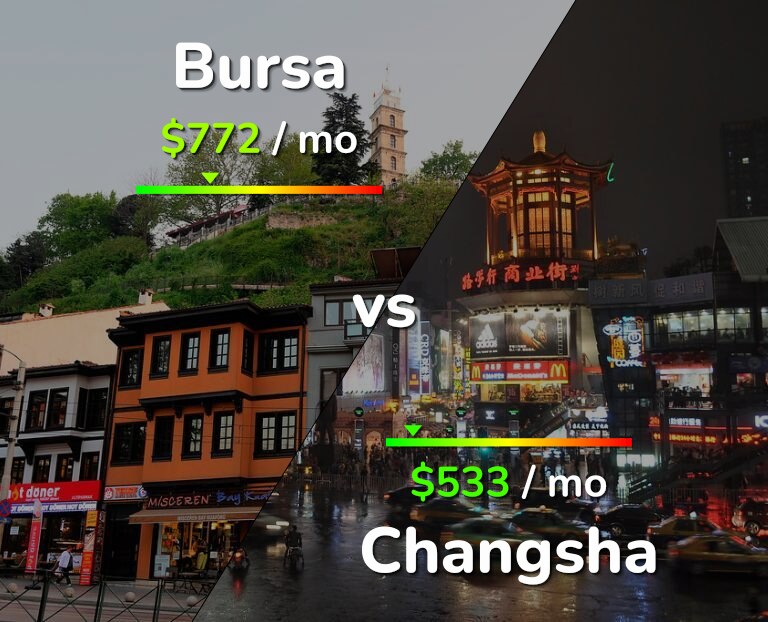 Cost of living in Bursa vs Changsha infographic