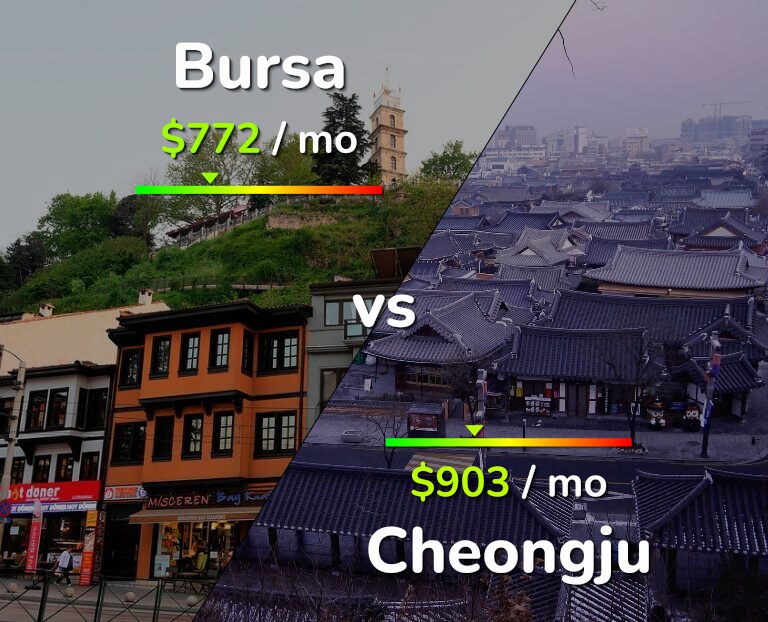 Cost of living in Bursa vs Cheongju infographic