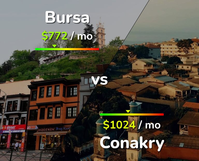 Cost of living in Bursa vs Conakry infographic
