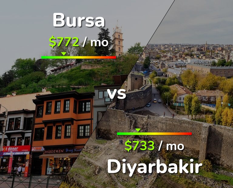 Cost of living in Bursa vs Diyarbakir infographic