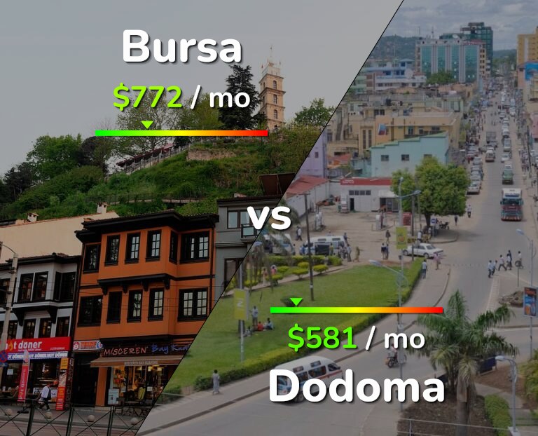 Cost of living in Bursa vs Dodoma infographic
