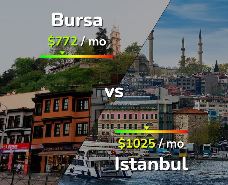 Cost of living in Bursa vs Istanbul infographic