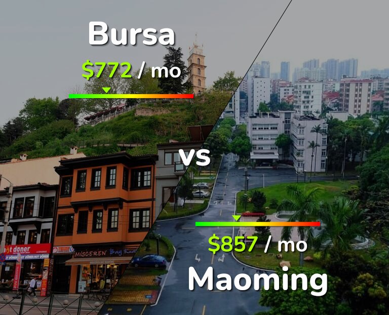 Cost of living in Bursa vs Maoming infographic