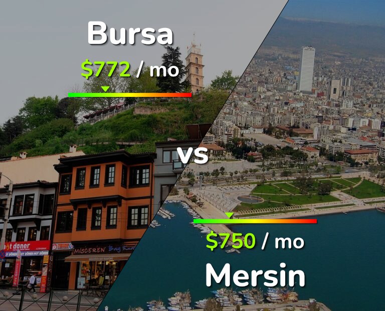 Cost of living in Bursa vs Mersin infographic