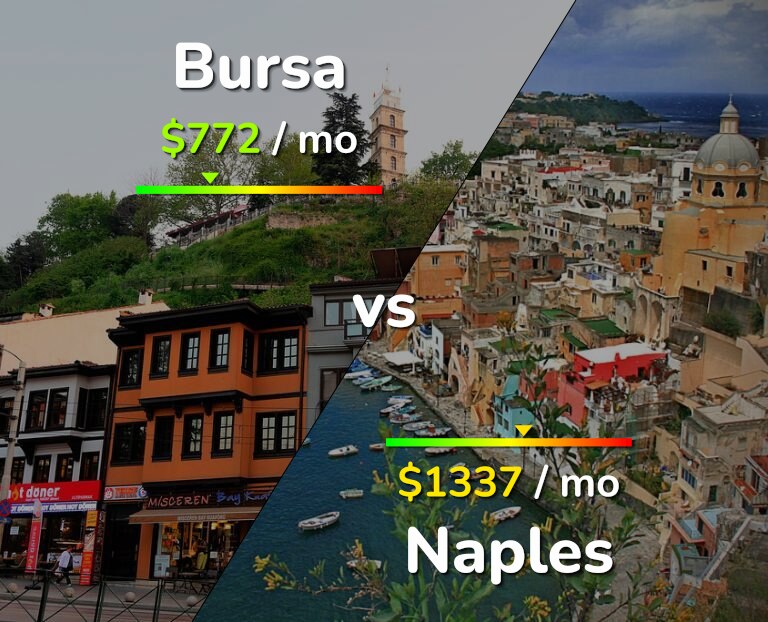 Cost of living in Bursa vs Naples infographic
