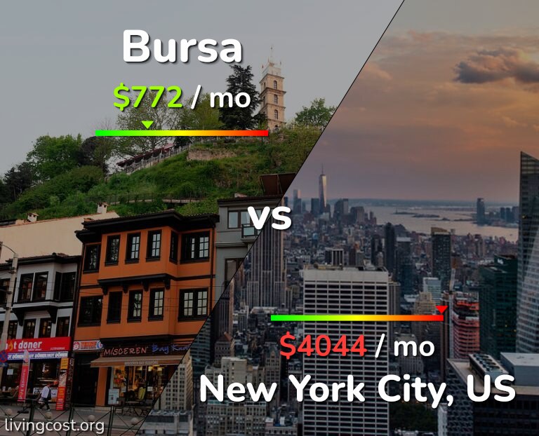 Cost of living in Bursa vs New York City infographic