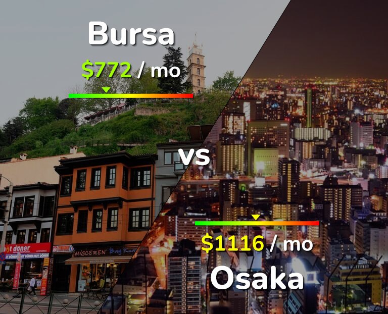 Cost of living in Bursa vs Osaka infographic