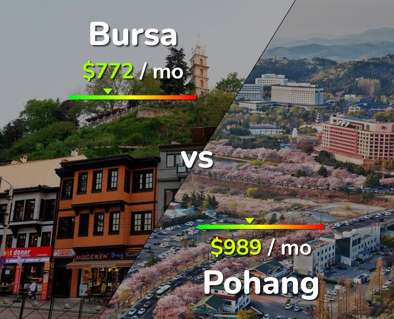 Cost of living in Bursa vs Pohang infographic