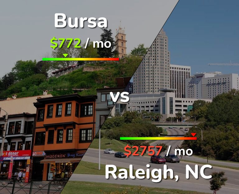 Cost of living in Bursa vs Raleigh infographic