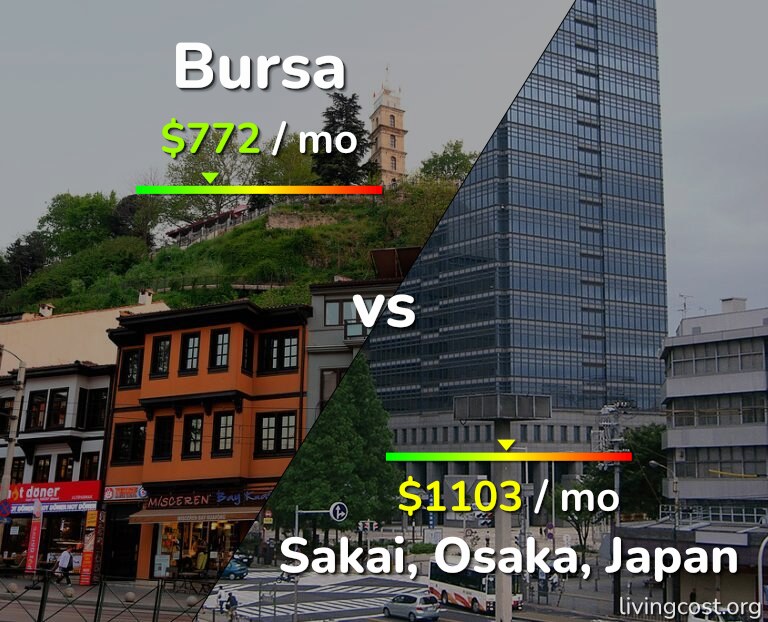Cost of living in Bursa vs Sakai infographic