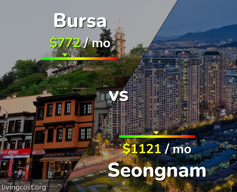 Cost of living in Bursa vs Seongnam infographic