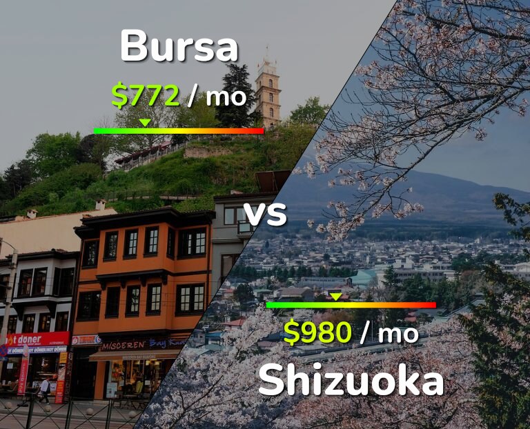 Cost of living in Bursa vs Shizuoka infographic