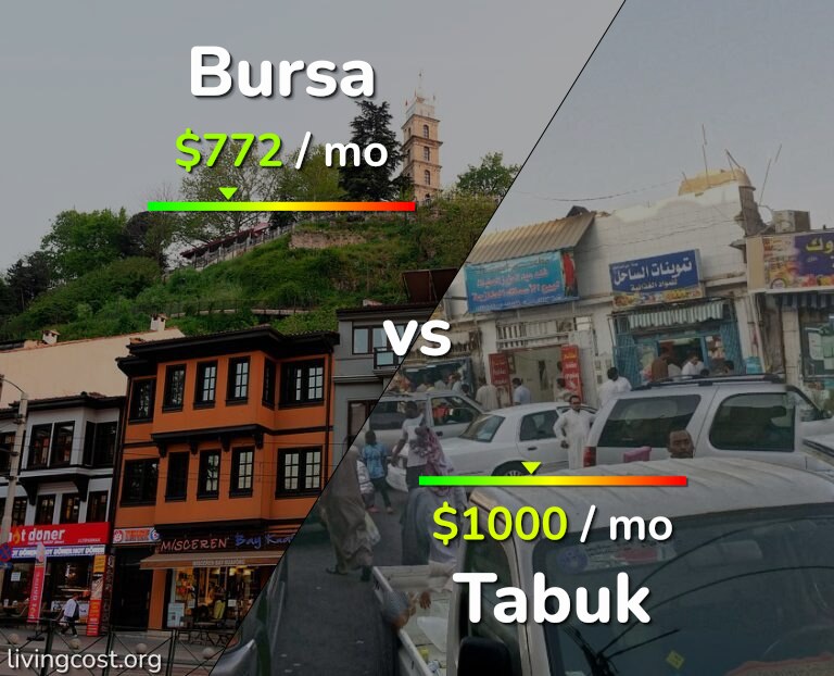 Cost of living in Bursa vs Tabuk infographic