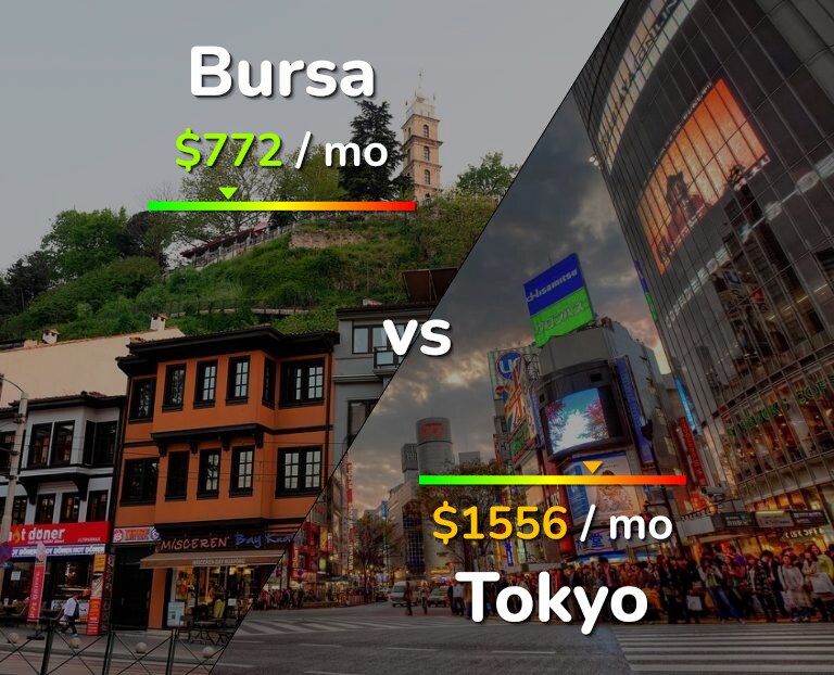 Cost of living in Bursa vs Tokyo infographic