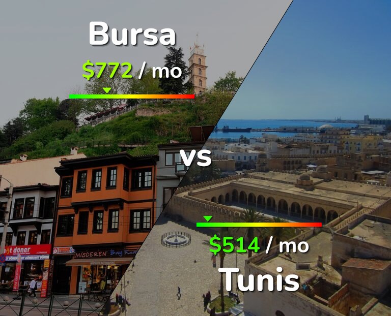 Cost of living in Bursa vs Tunis infographic