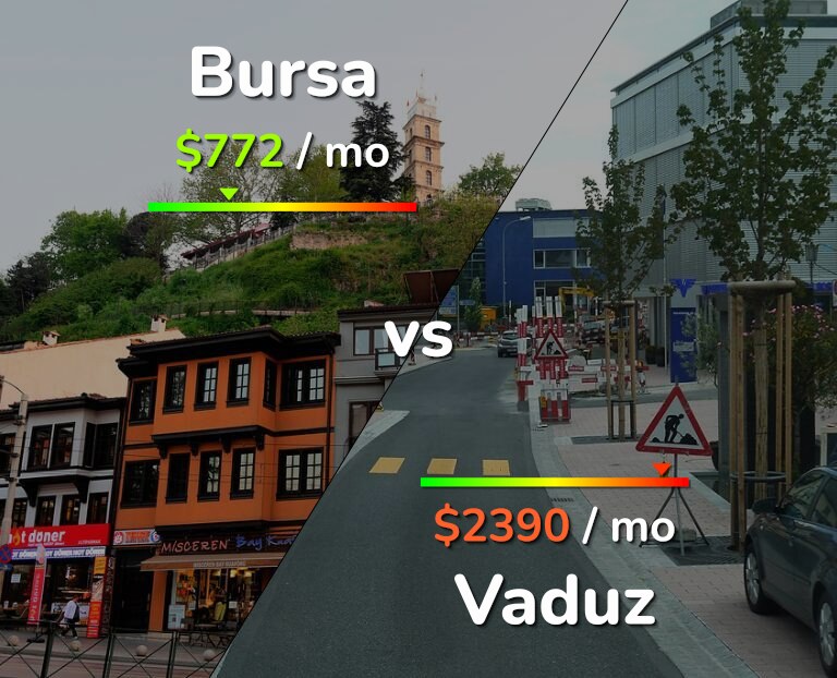 Cost of living in Bursa vs Vaduz infographic