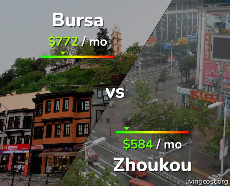 Cost of living in Bursa vs Zhoukou infographic