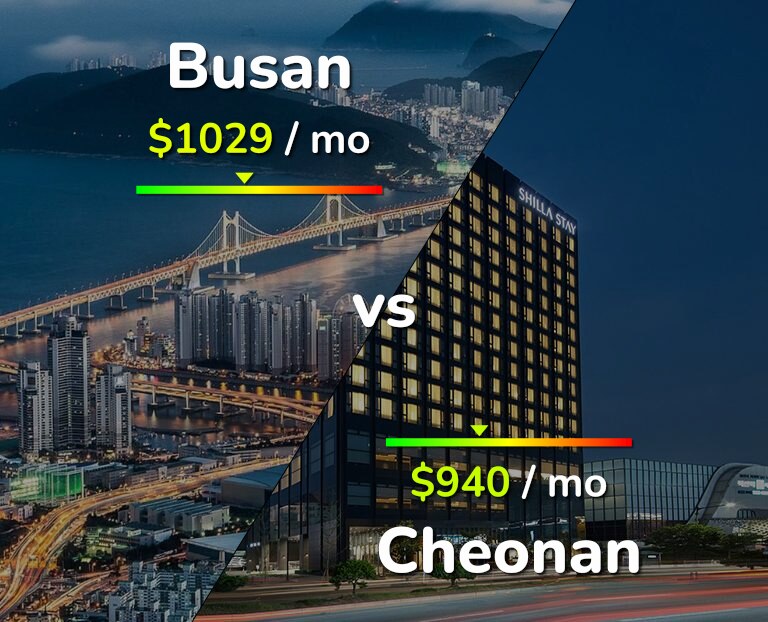 Cost of living in Busan vs Cheonan infographic