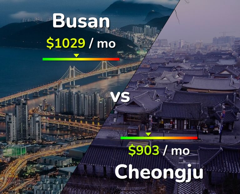 Cost of living in Busan vs Cheongju infographic