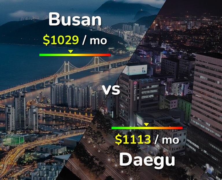 Cost of living in Busan vs Daegu infographic