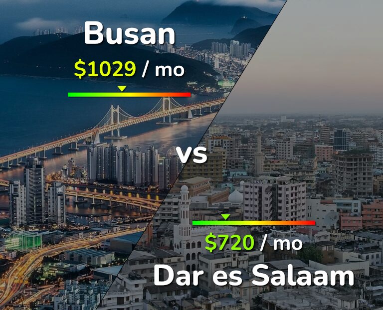 Cost of living in Busan vs Dar es Salaam infographic