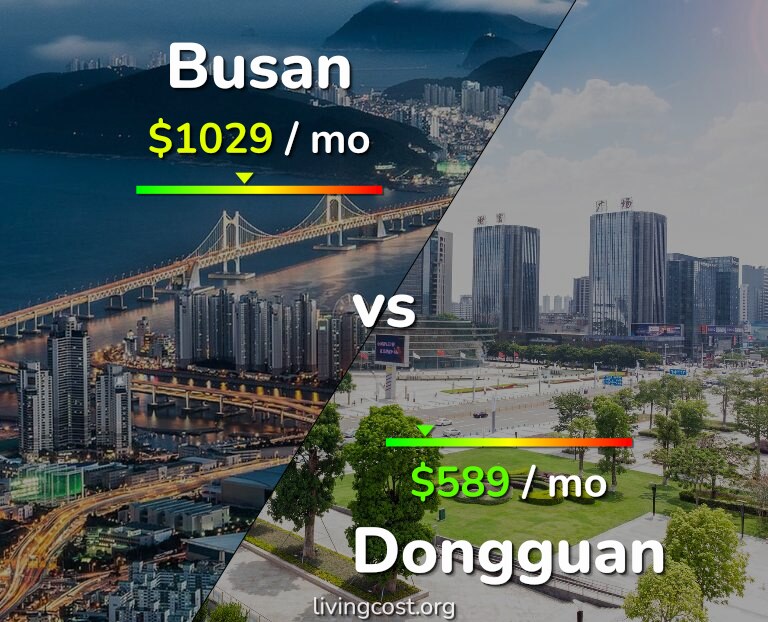 Cost of living in Busan vs Dongguan infographic