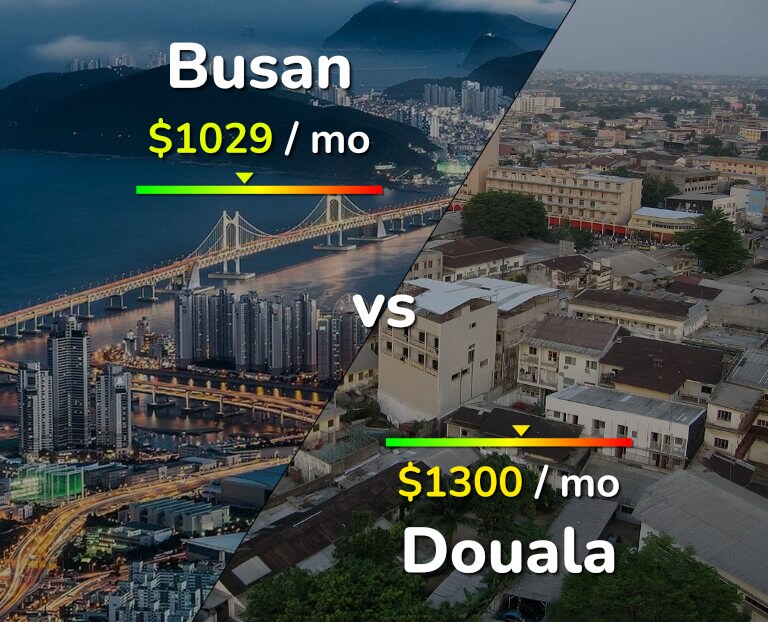 Cost of living in Busan vs Douala infographic
