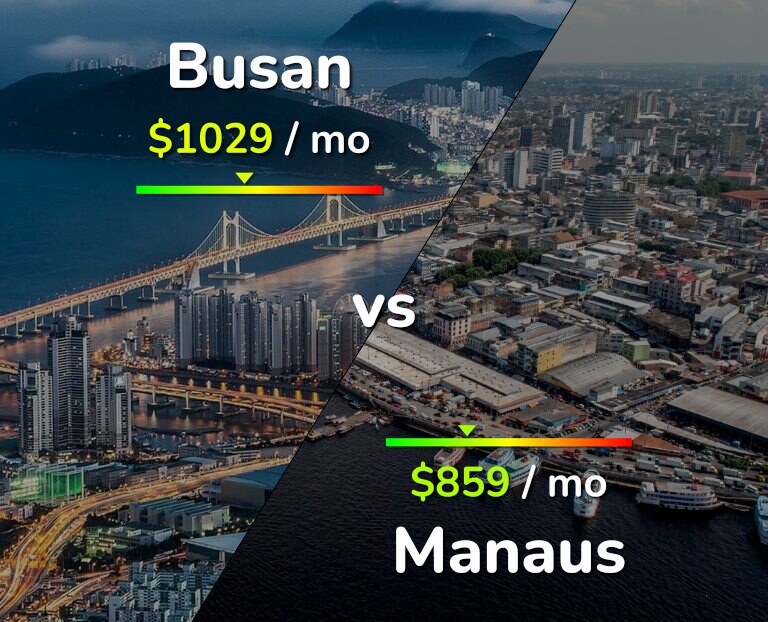 Cost of living in Busan vs Manaus infographic