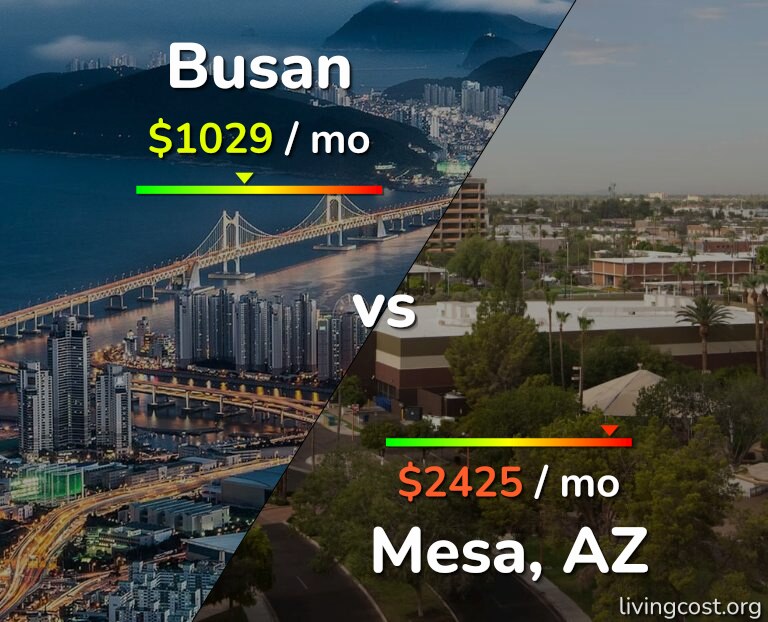 Cost of living in Busan vs Mesa infographic