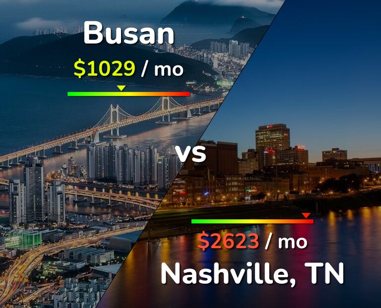 Cost of living in Busan vs Nashville infographic