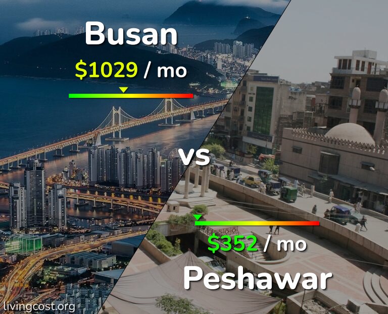 Cost of living in Busan vs Peshawar infographic