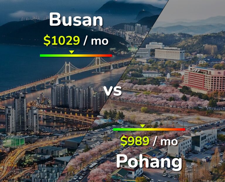 Cost of living in Busan vs Pohang infographic