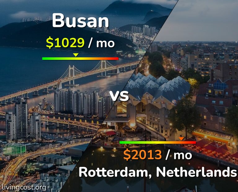 Cost of living in Busan vs Rotterdam infographic