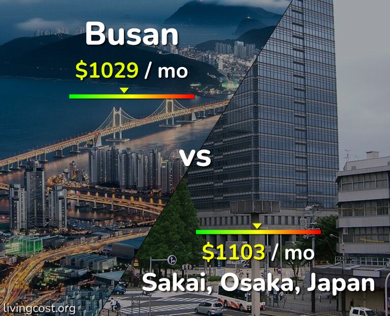 Cost of living in Busan vs Sakai infographic