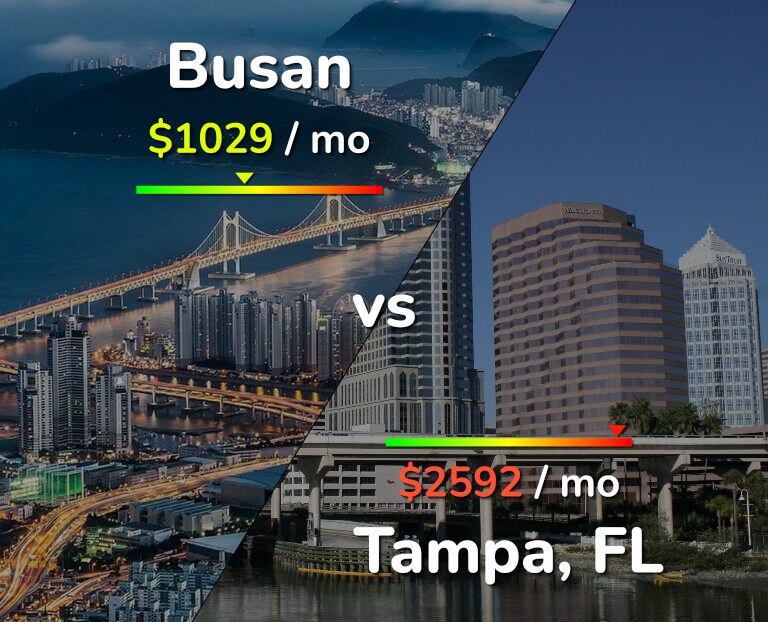 Cost of living in Busan vs Tampa infographic