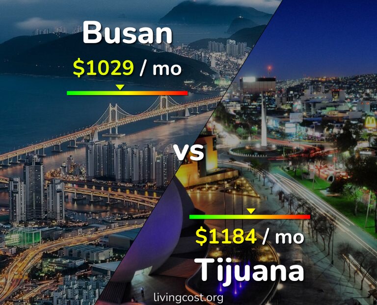 Cost of living in Busan vs Tijuana infographic