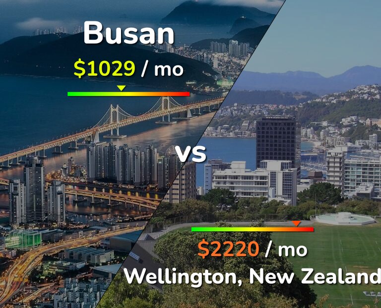Cost of living in Busan vs Wellington infographic