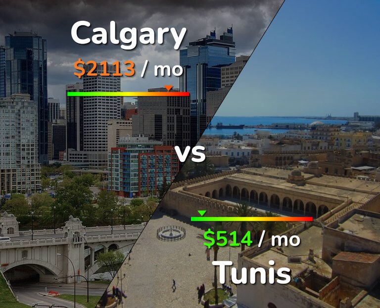 Cost of living in Calgary vs Tunis infographic
