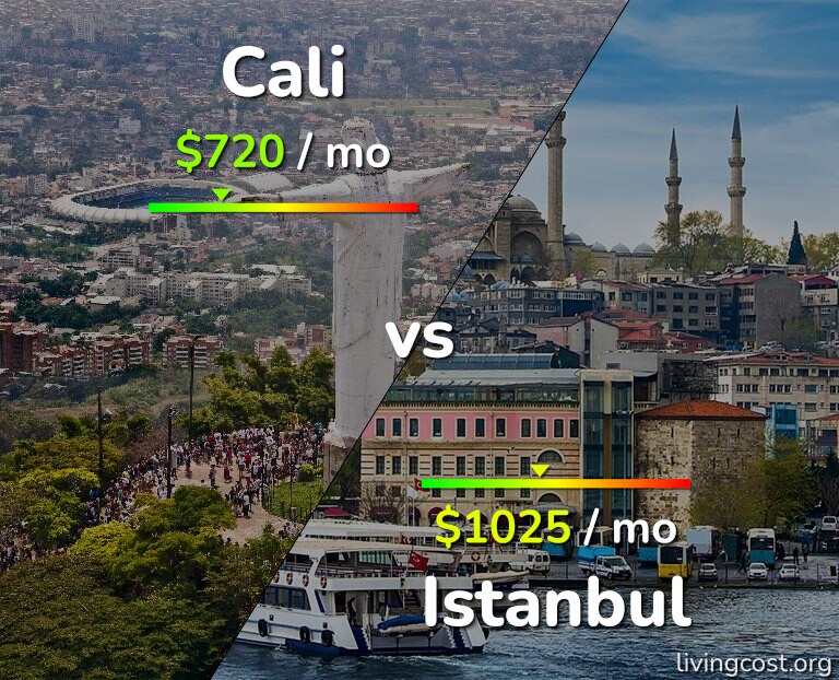 Cost of living in Cali vs Istanbul infographic