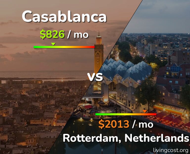 Cost of living in Casablanca vs Rotterdam infographic