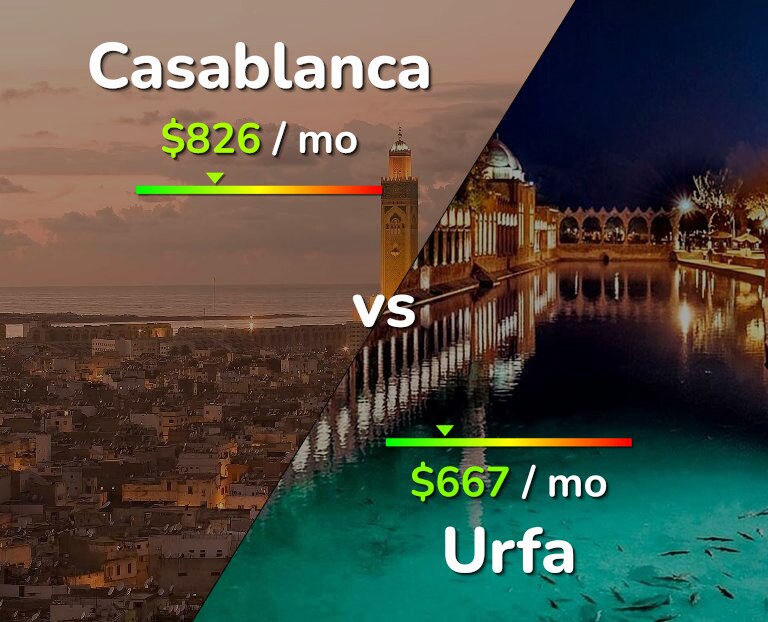 Cost of living in Casablanca vs Urfa infographic