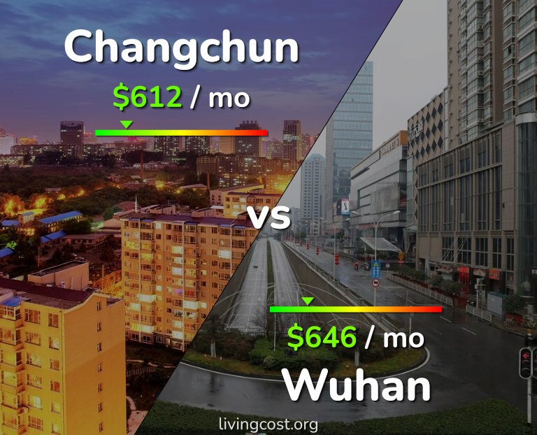 Cost of living in Changchun vs Wuhan infographic