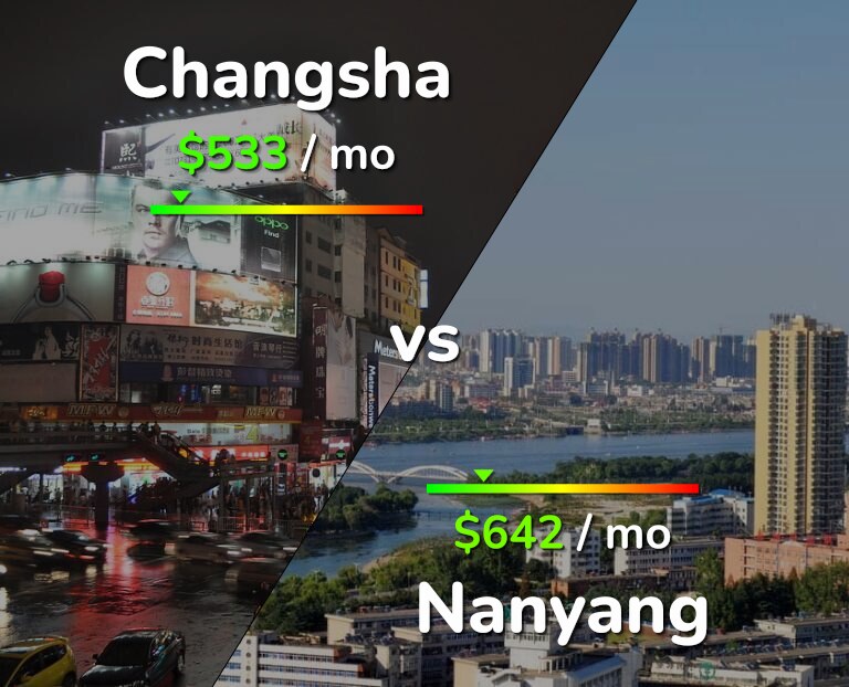 Cost of living in Changsha vs Nanyang infographic