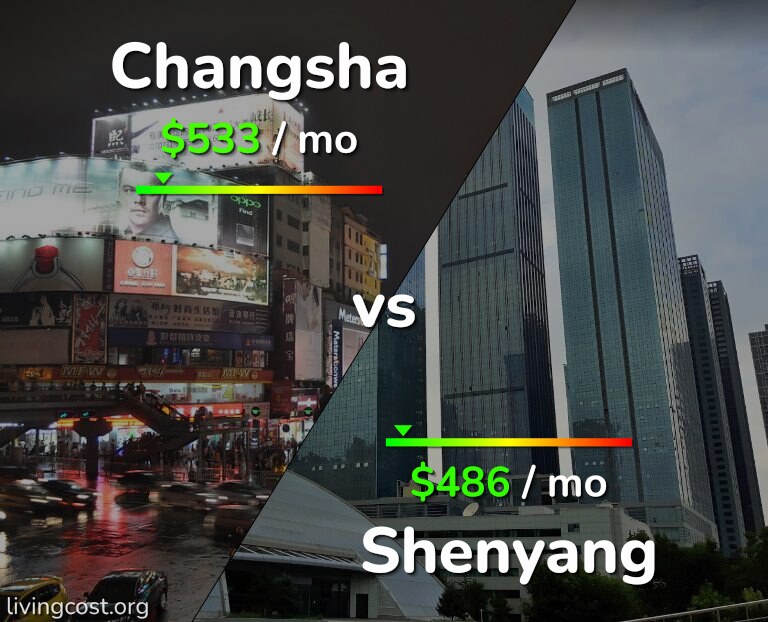 Cost of living in Changsha vs Shenyang infographic