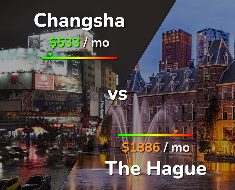 Cost of living in Changsha vs The Hague infographic
