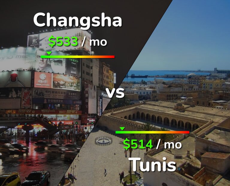 Cost of living in Changsha vs Tunis infographic