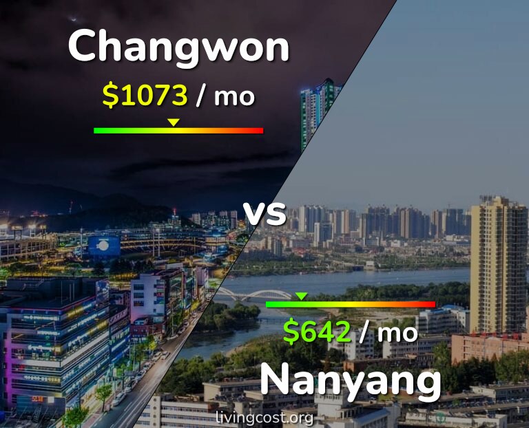 Cost of living in Changwon vs Nanyang infographic