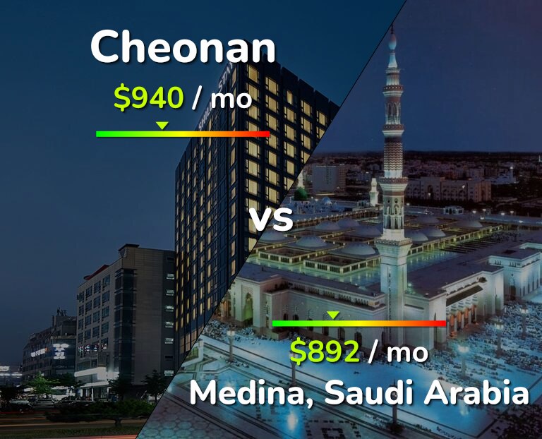 Cost of living in Cheonan vs Medina infographic