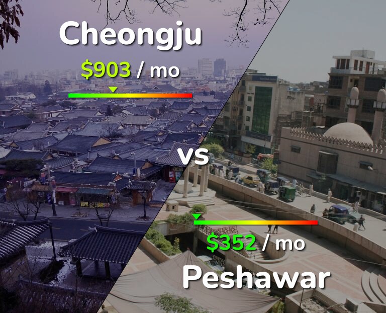 Cost of living in Cheongju vs Peshawar infographic